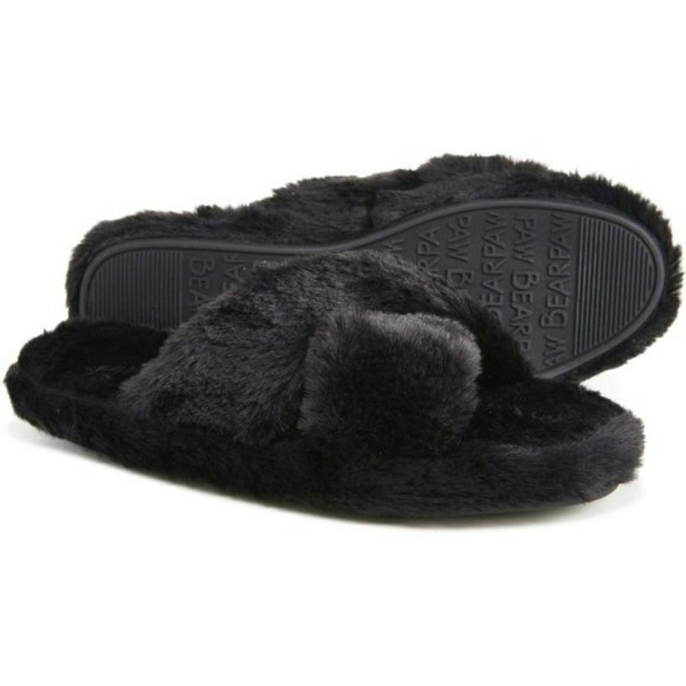 NWT Bearpaw Brielle faux Fur X-Band Sandal Slippers